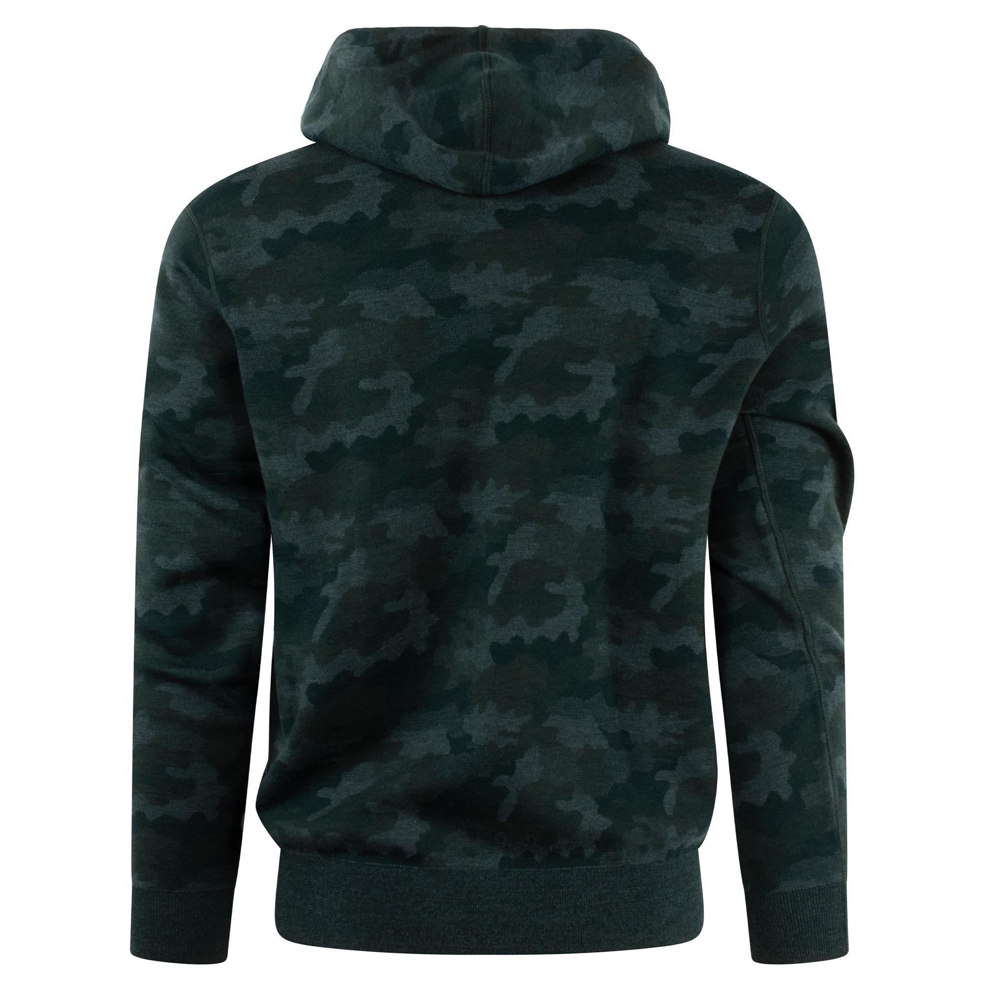 Peter Millar Reversible Camo Popover Mens Hoodie Deep Verdant